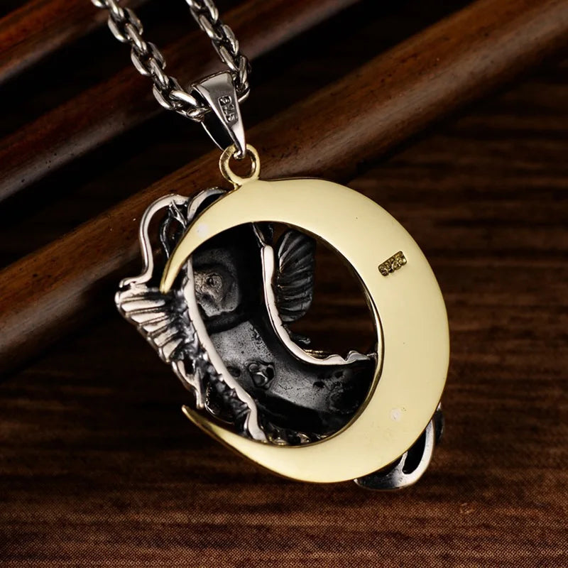 Crescent Moon Koi Necklace