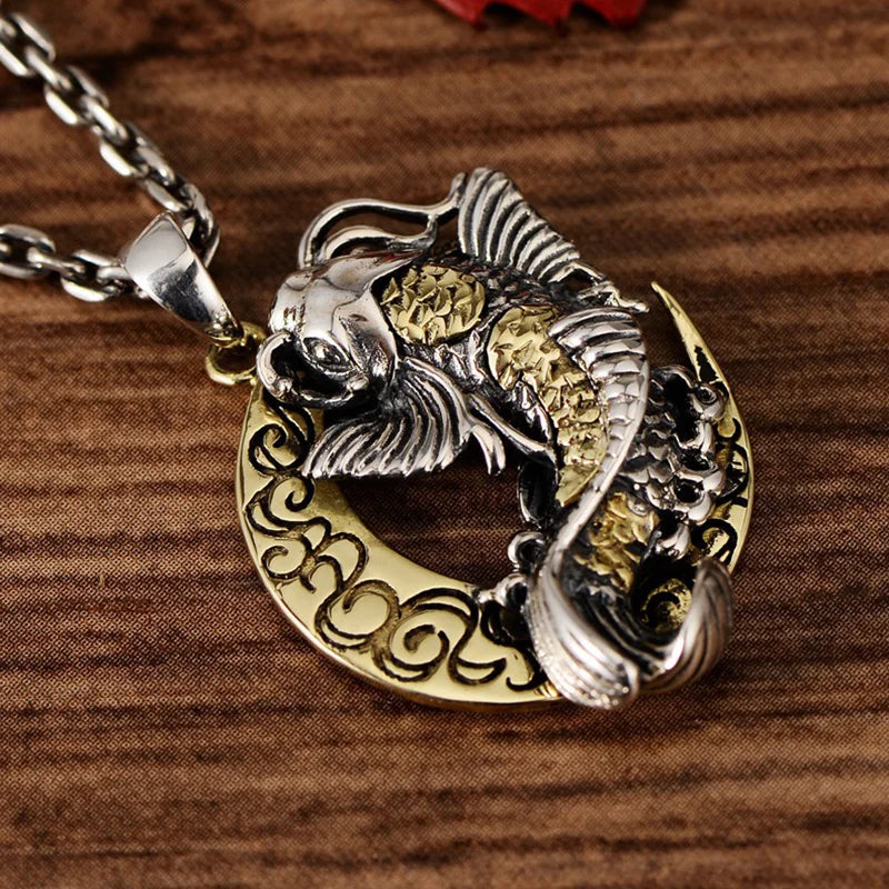 Crescent Moon Koi Necklace