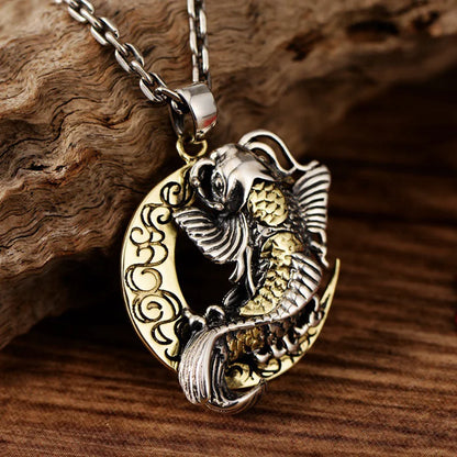 Crescent Moon Koi Necklace