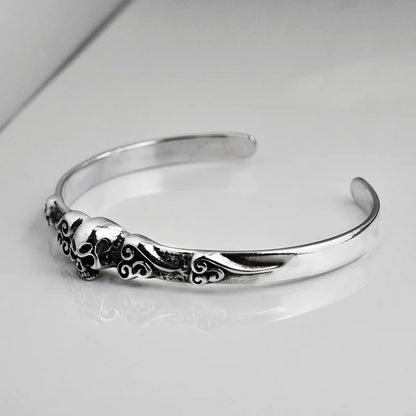 Silver Skull Cuff Bracelet