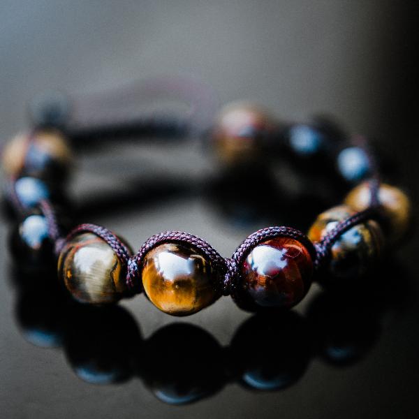 Braided Tiger Eye & Obsidian Bracelet