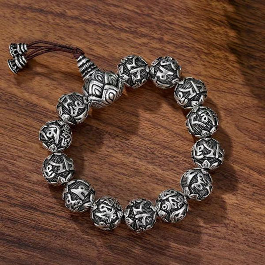 Silver Buddha Beads Bracelet