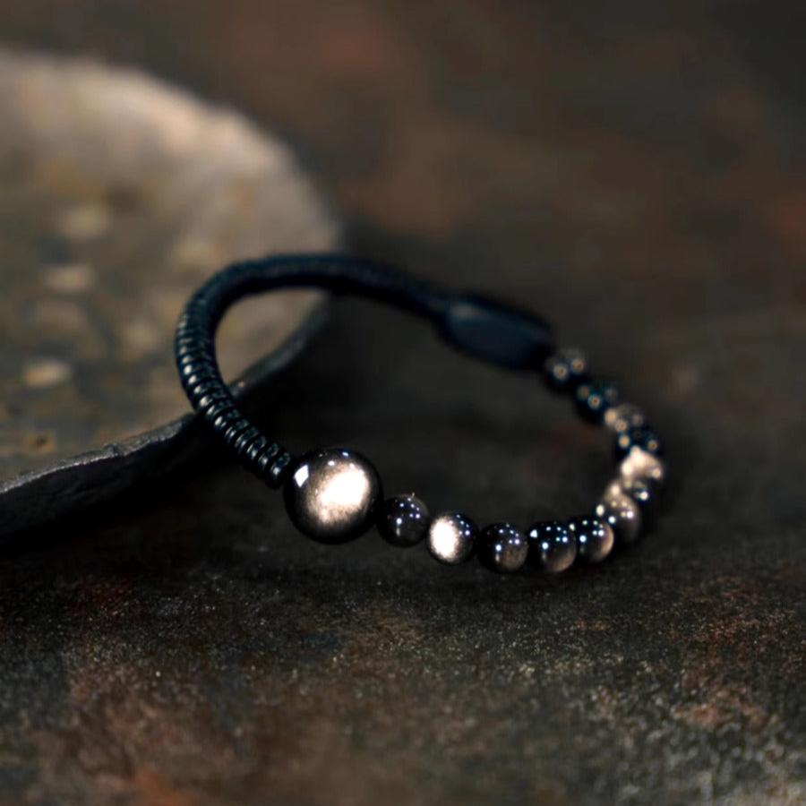 Silver Moon Obsidian Bracelet