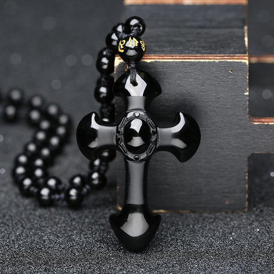 Obsidian Cross Necklace - Empire of the Gods