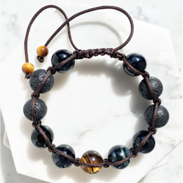 Blue Tiger Eye & Lava Bracelet - Empire of the Gods