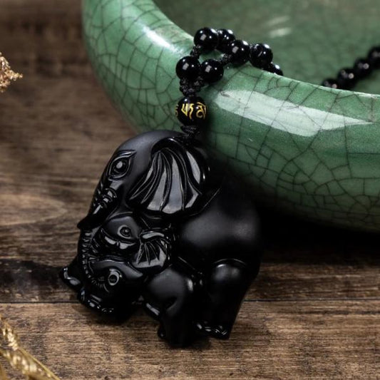 Obsidian Elephants Necklace - Empire of the Gods