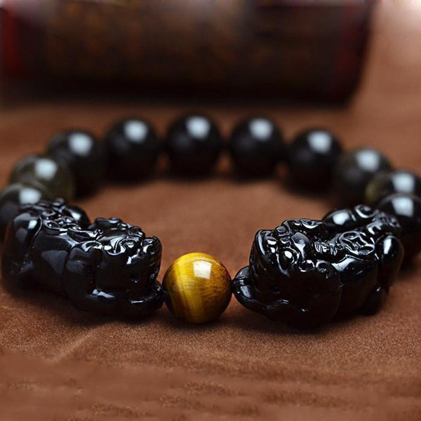 Obsidian Pixiu Beads Bracelet - Empire of the Gods