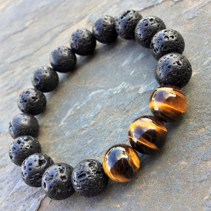 Volcanic Lava & Tiger Eye Bracelet - Empire of the Gods