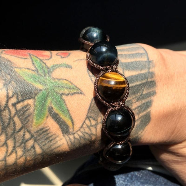 Blue Tiger Eye & Lava Bracelet - Empire of the Gods