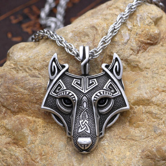 Norse Wolf Head Pendant Necklace - Empire of the Gods