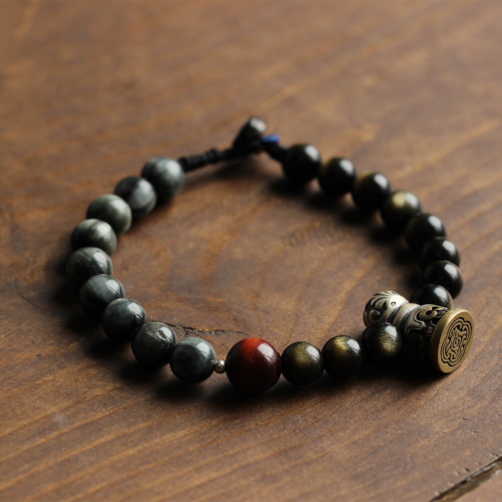 Gold Obsidian Bell Bracelet - Empire of the Gods