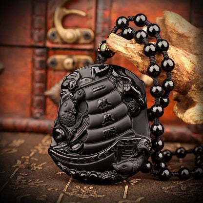 Obsidian Japanese Ship Necklace - Empire of the Gods