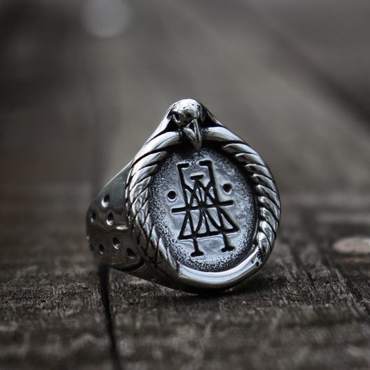 Raven Skull Rune Signet Ring - Empire of the Gods