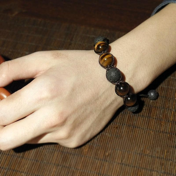 Volcanic Lava & Tiger Eye Bracelet - Empire of the Gods