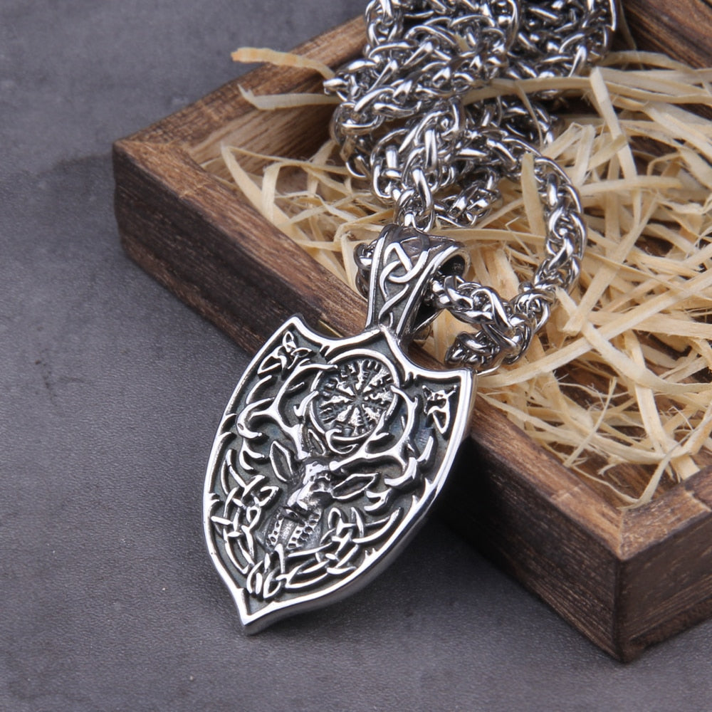 Vegvísir Deer Pendant Necklace - Empire of the Gods