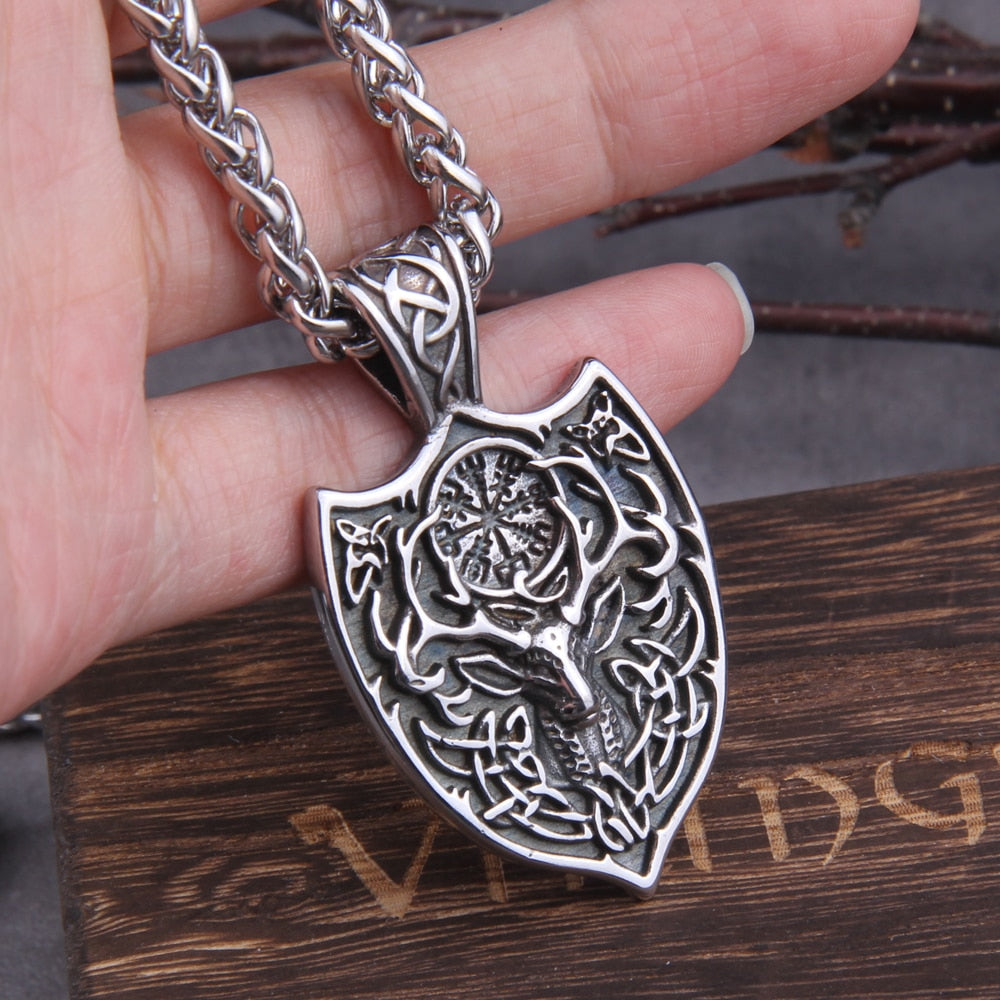 Vegvísir Deer Pendant Necklace - Empire of the Gods