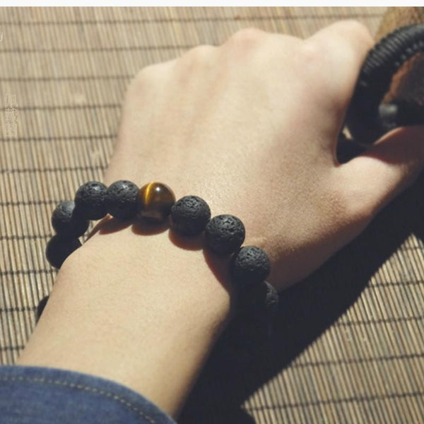 Volcanic Lava & Tiger Eye Bracelet - Empire of the Gods