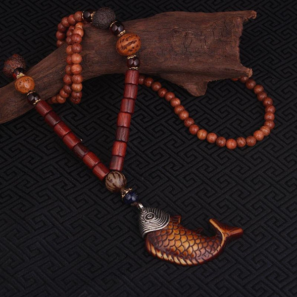 Wooden Koi Fish Necklace - Empire of the Gods