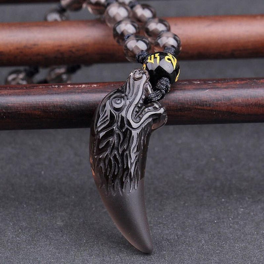 Ice Obsidian Wolf Fang Necklace - Empire of the Gods