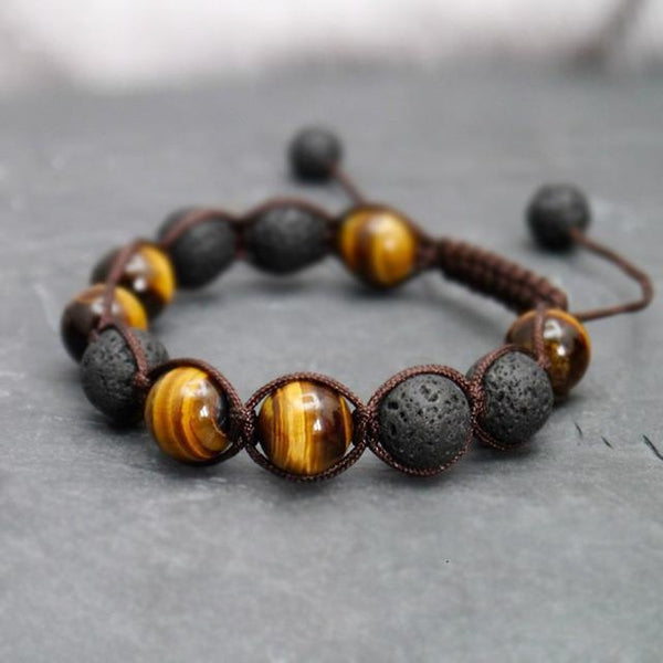 Volcanic Lava & Tiger Eye Bracelet - Empire of the Gods