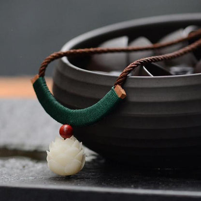 White Jade Lotus Flower Necklace - Empire of the Gods