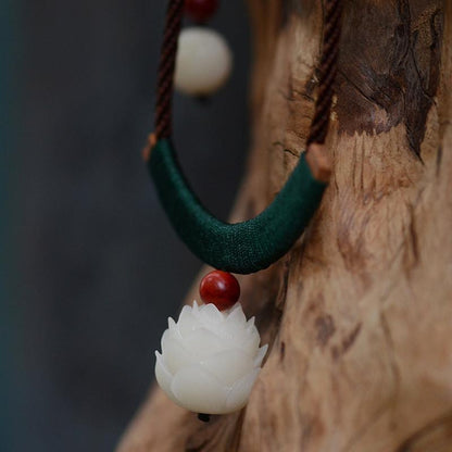 White Jade Lotus Flower Necklace - Empire of the Gods