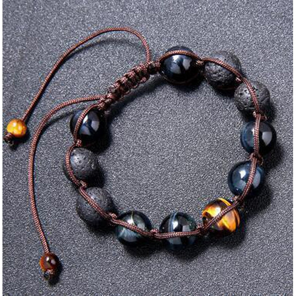 Blue Tiger Eye & Lava Bracelet - Empire of the Gods