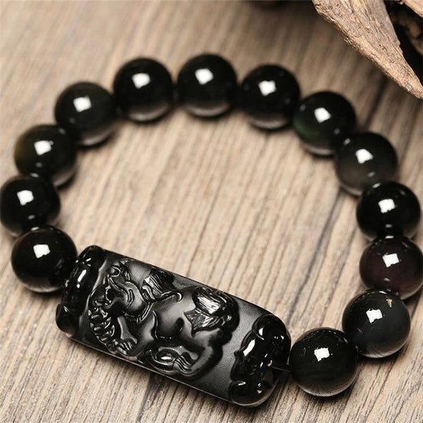 Obsidian Foo Dog Guardian Bracelet - Empire of the Gods