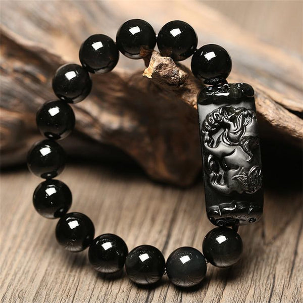 Obsidian Foo Dog Guardian Bracelet - Empire of the Gods