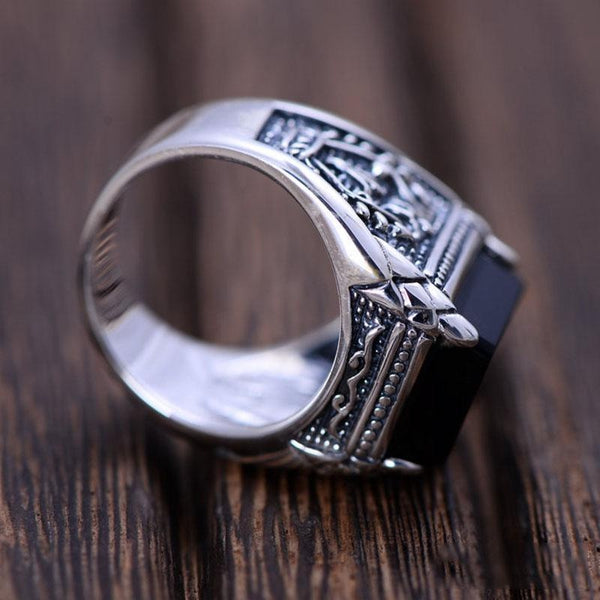 925 Sterling Silver Obsidian Ring - Empire of the Gods