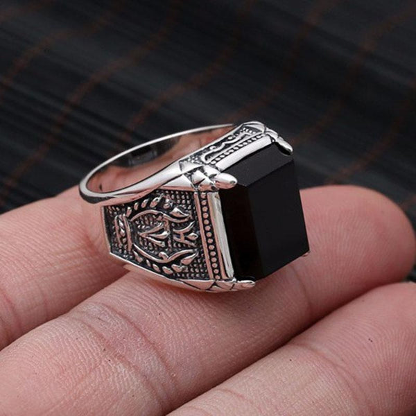 925 Sterling Silver Obsidian Ring - Empire of the Gods