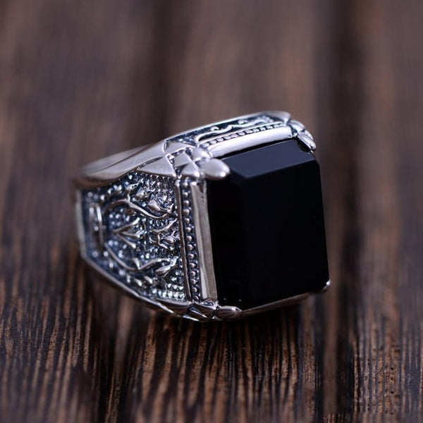 925 Sterling Silver Obsidian Ring - Empire of the Gods