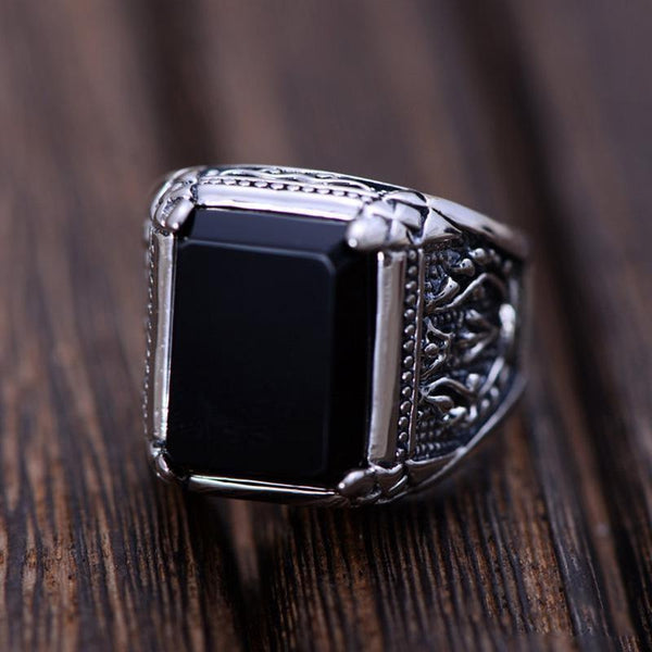 925 Sterling Silver Obsidian Ring - Empire of the Gods