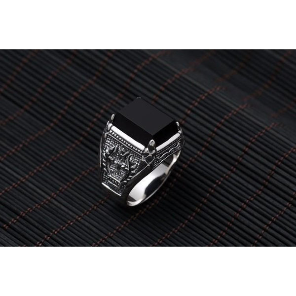 925 Sterling Silver Obsidian Ring - Empire of the Gods