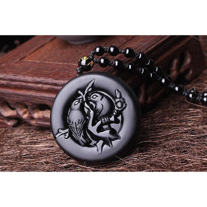 Obsidian Twin Birds Necklace - Empire of the Gods