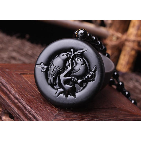 Obsidian Twin Birds Necklace - Empire of the Gods