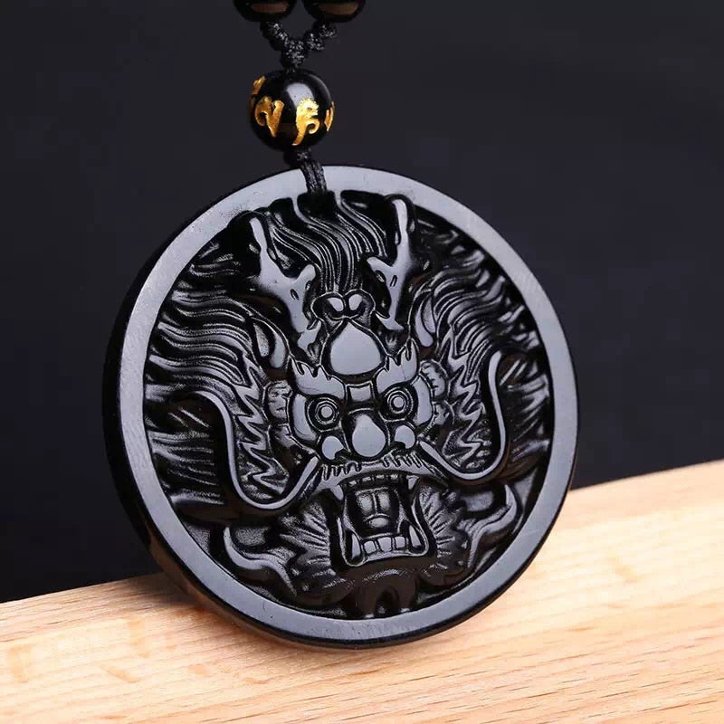 Obsidian Dragon Coin Necklace - Empire of the Gods