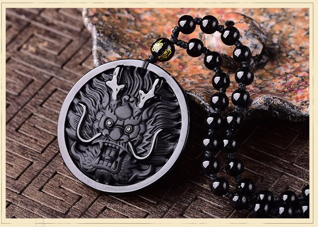 Obsidian Dragon Coin Necklace - Empire of the Gods