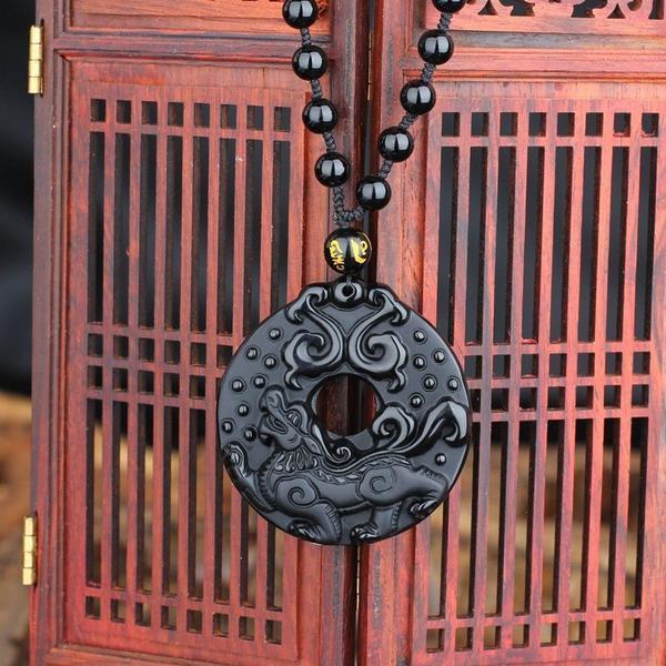 Obsidian Guardian Dragon Necklace - Empire of the Gods