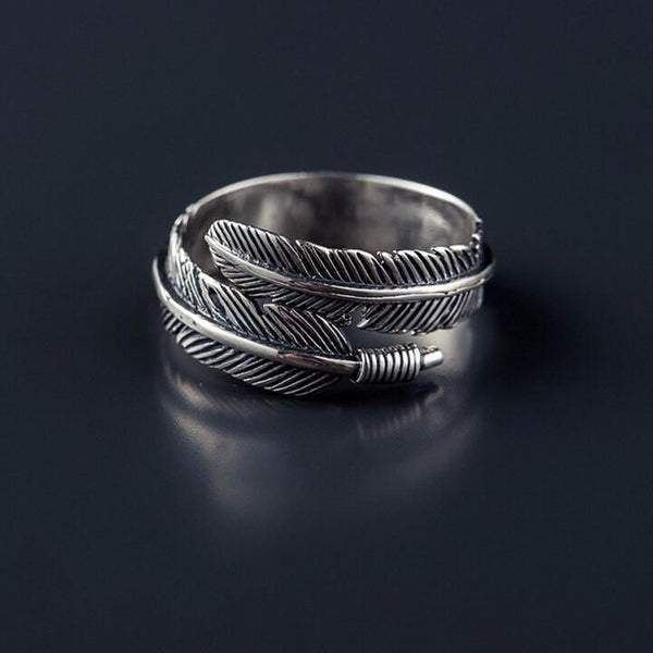 Vintage 925 Sterling Silver Feather Ring - Empire of the Gods