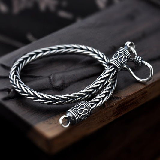 925 Sterling Silver Handmade Braided Chain Bracelet - Empire of the Gods